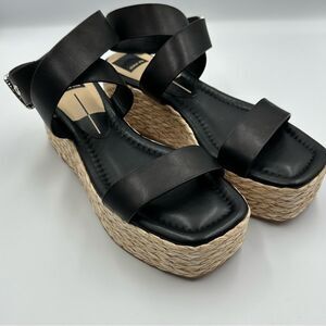 NWOB Dolce Vita Women's SZ 11 Sandals Black Leather Platform Ankle Strap Shoes